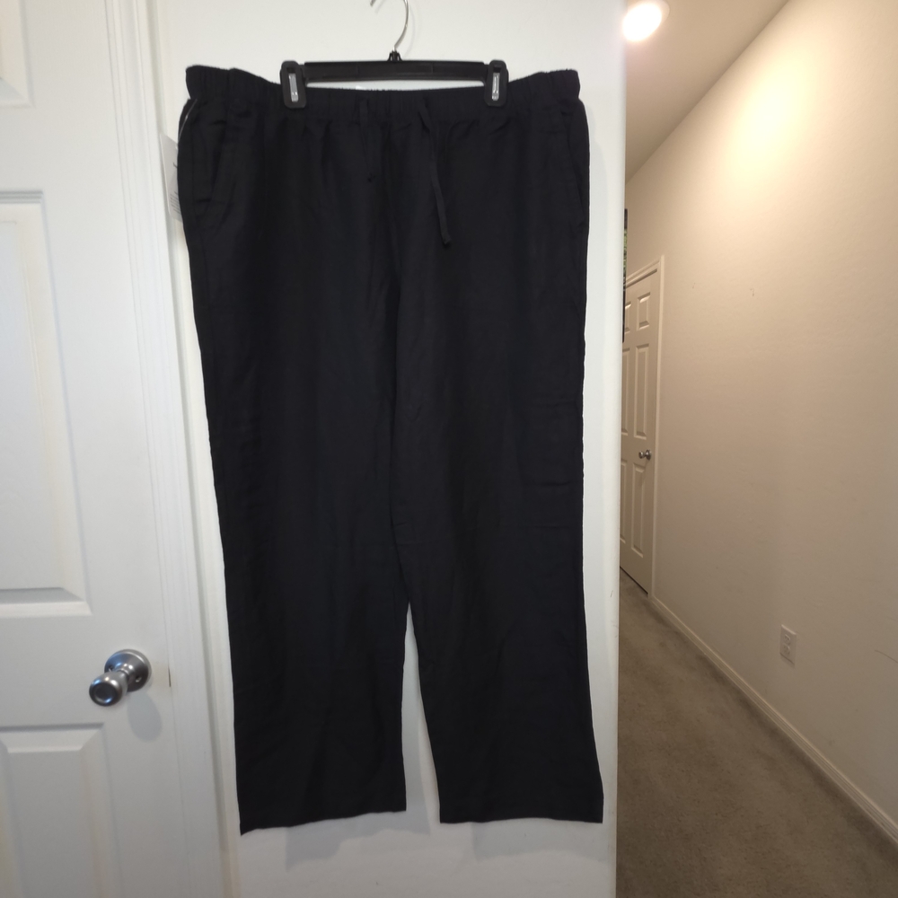 Soojun Men's Casual Linen Blend Relaxed Fit Straight Legs Elastic Waist Sz XL